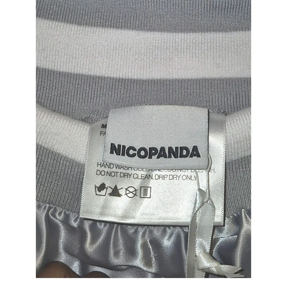 NICOPANDA NWT Silver Satin Pleated Skirt With Jearsey Waistband Retro Style L